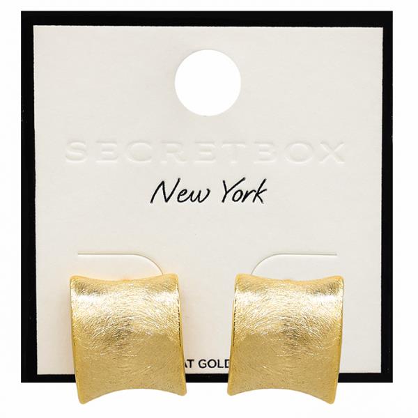 SECRET BOX 14K GOLD DIPPED BRUSHED METAL SQUARE EARRING