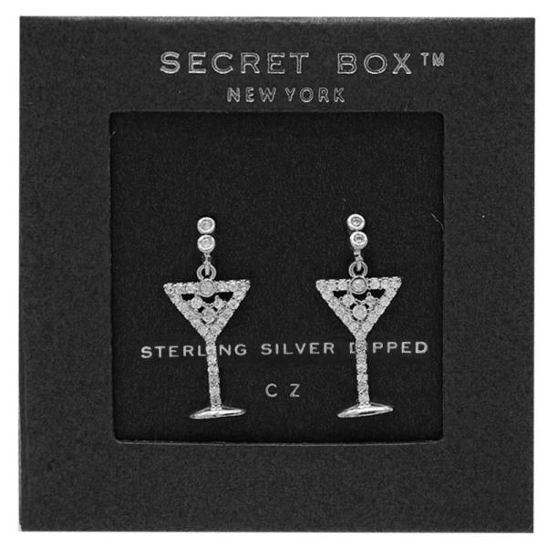 SECRET BOX STERLING SILVER MARTINI GLASS EARRING