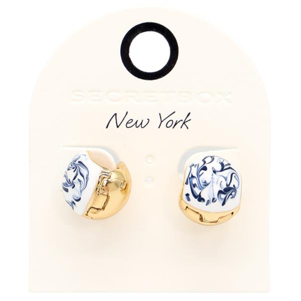 SECRET BOX BLUE CERAMIC BALL EARRING