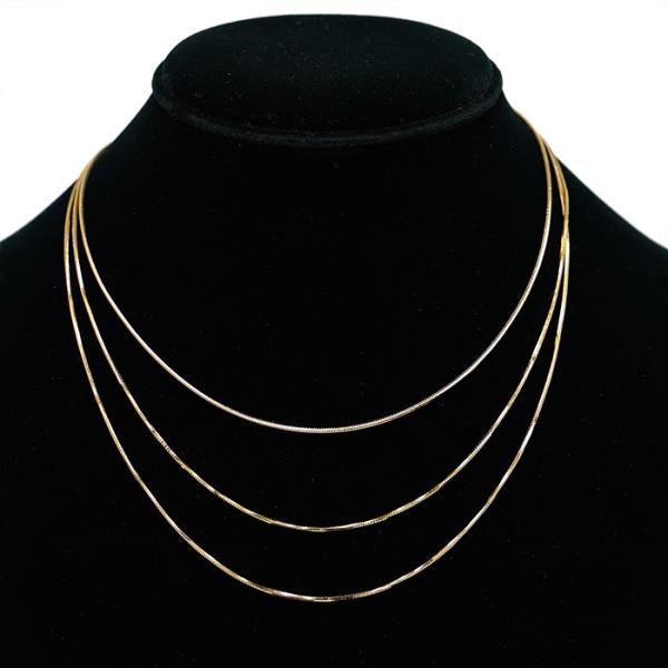 SECRET BOX STAINLESS STEEL 3 LINE LAYERED NECKLACE