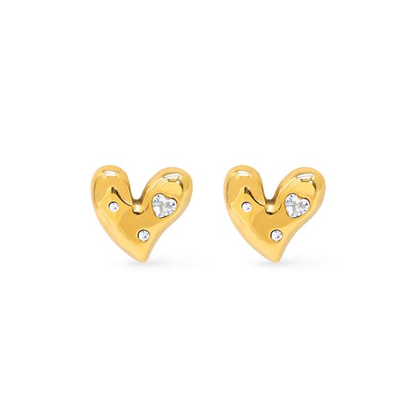 SECRET BOX STAINLESS STEEL HEART SHAPE POST EARRING