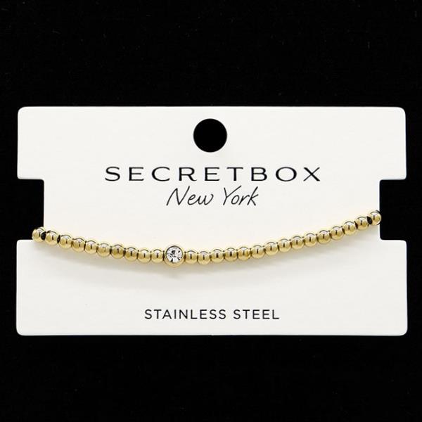 SECRET BOX STAINLESS STEEL CRYSTAL BALL BEAD BRACELET