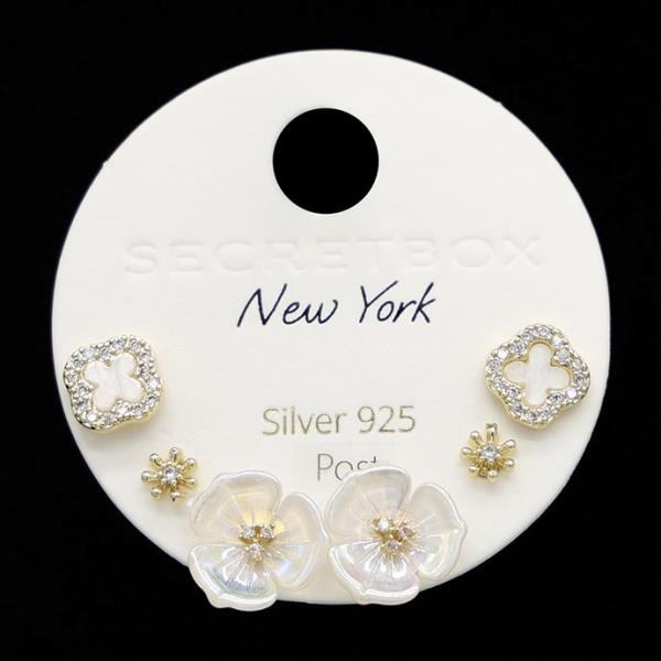 SECRET BOX 925 STERLING SILVER POST ASSORTED EARRING SET