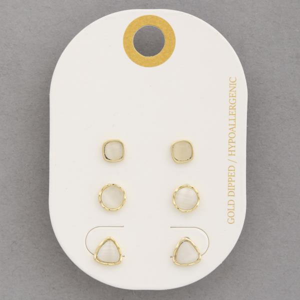 MULTI SHAPE ASSORTED GOLD DIPPED EARRING