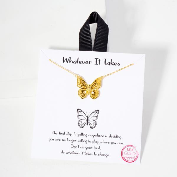 18K GOLD RHODIUM WHATEVER IT TAKES BUTTERFLY NECKLACE