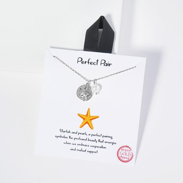 18K GOLD RHODIUM PERFECT PAIR STARFISH NECKLACE