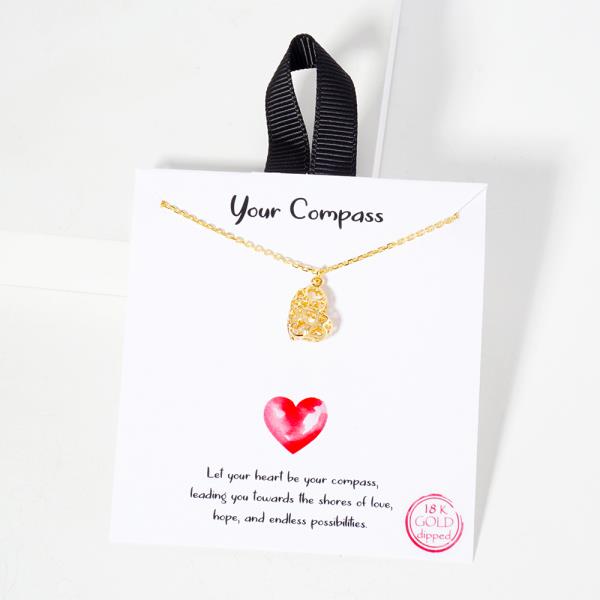 18K GOLD RHODIUM YOUR COMPASS PENDANT NECKLACE