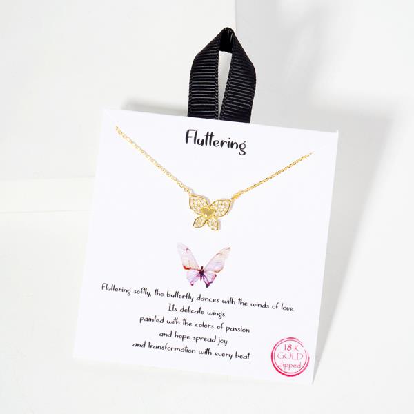 18K GOLD RHODIUM FLUTTERING BUTTERFLY NECKLACE