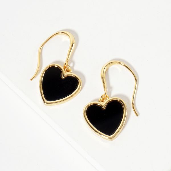 GOLD DIPPED CZ HEART DANGLE EARRING