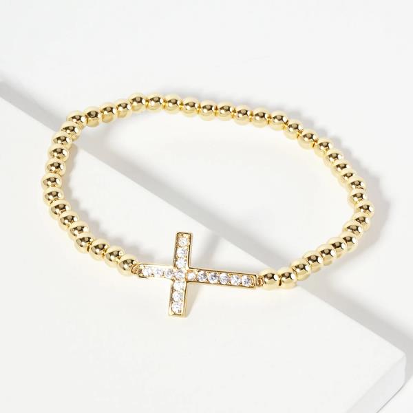 GOLD DIPPED CZ CROSS BRACELET