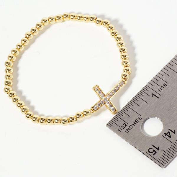 GOLD DIPPED CZ CROSS BRACELET