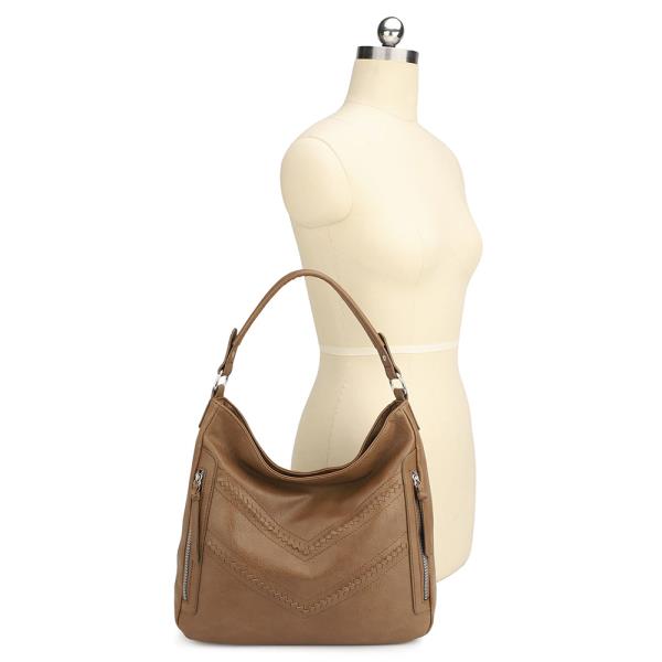 FASHION ZIPPER SHOULDER HOBO BAG