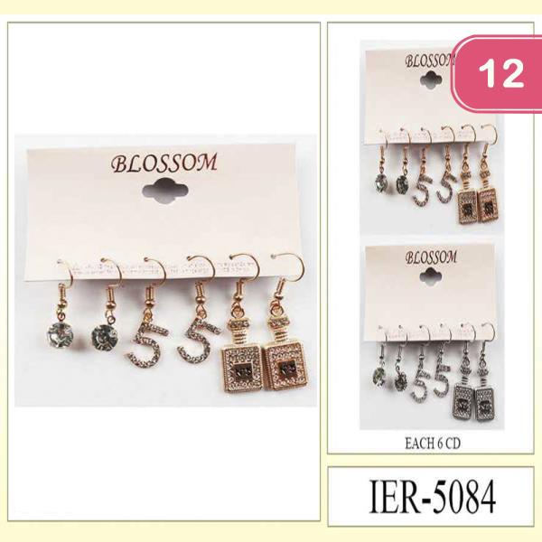 PERFUME DANGLE EARRING 3 PAIR SET (12 UNITS)