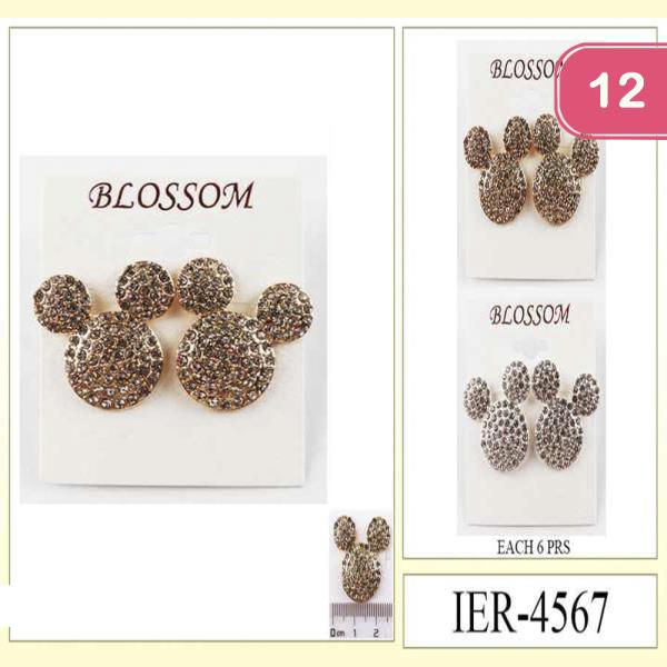 CUTE EAR RHINESTONE STUD EARRING (12 UNITS)