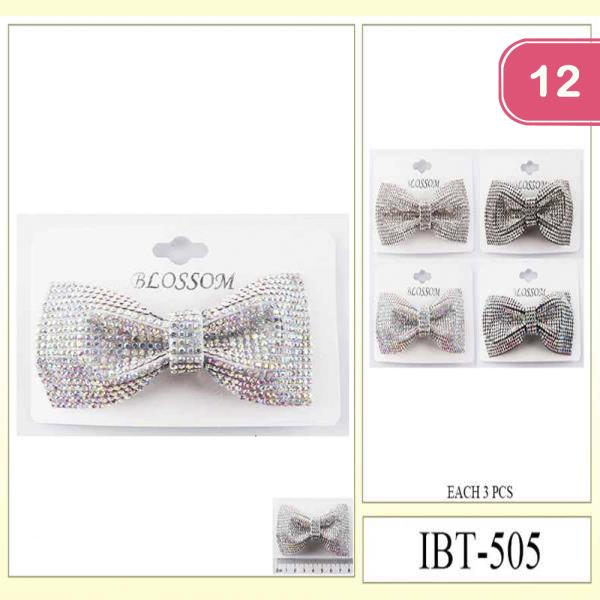 RHINESTONE RIBBON HAIR PIN (12 UNITS)