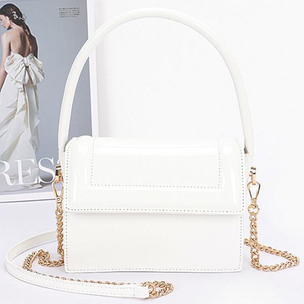 ENAMEL TOP HANDLE FLAP BAG