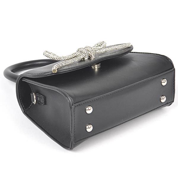 FAUX LEATHER TOP HANDLE CLUTCH