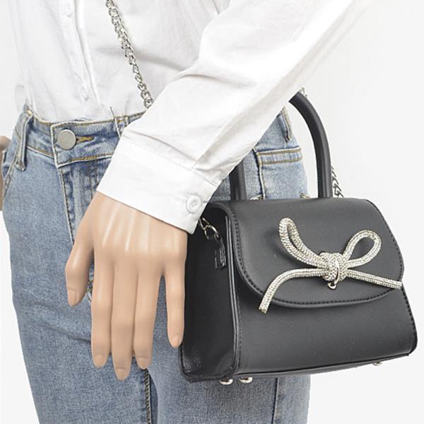 FAUX LEATHER TOP HANDLE CLUTCH