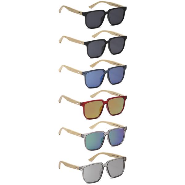 STYLISH WOODEN SQUARE SUNGLASSES 1DZ