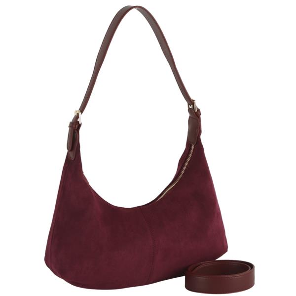 (ONLINE ONLY) Suede curved shoulder bag