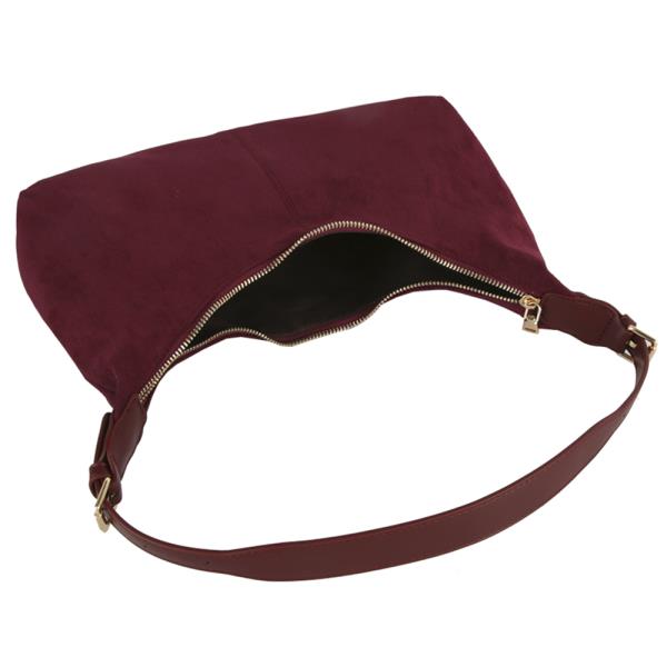 (ONLINE ONLY) Suede curved shoulder bag