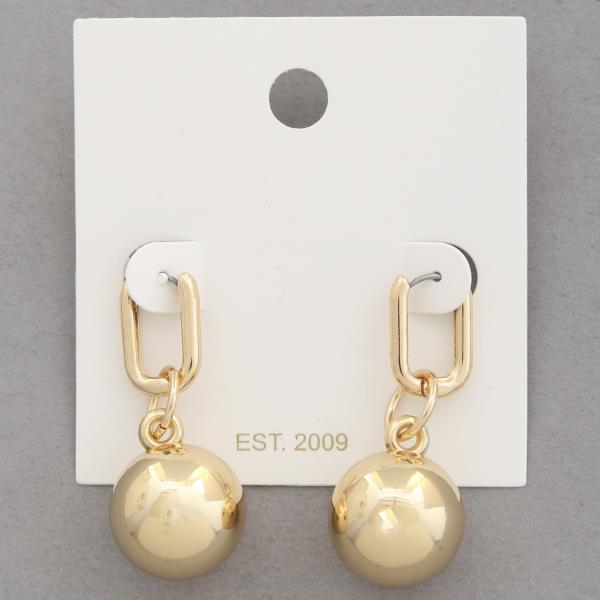 TWO TONE BALL BEAD OVAL LINK DANGLE EARRING