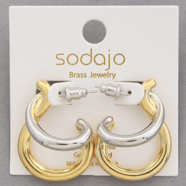 SODAJO DOUBLE HOOP GOLD DIPPED EARRING