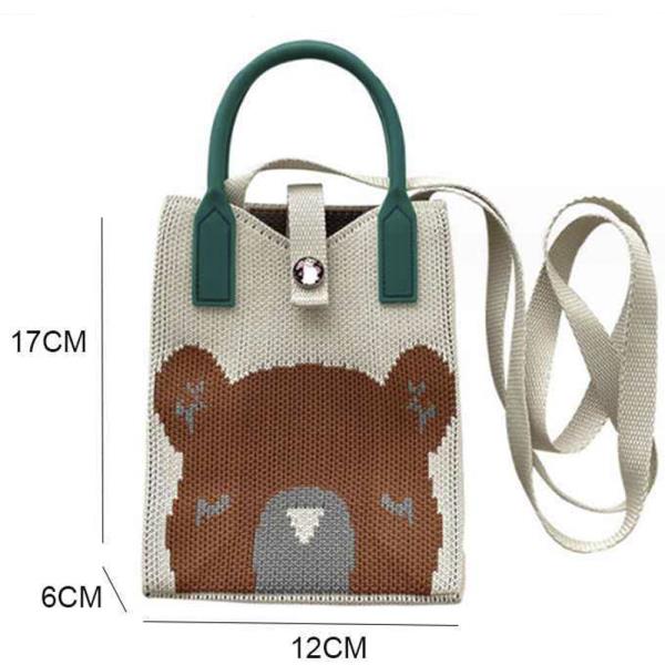 CUTE KNIT BEAR TOTE BAG WITH CROSSBODY