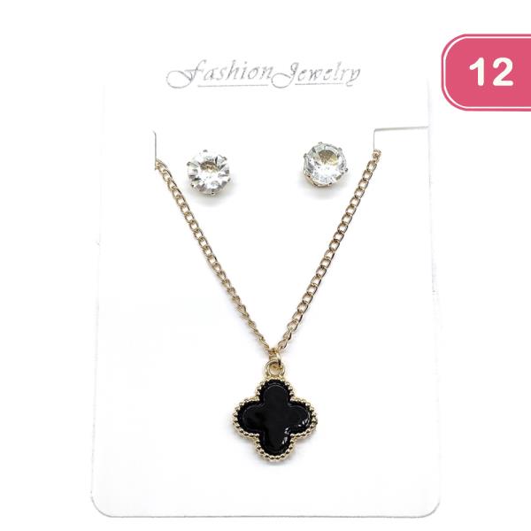 CLOVER NECKLACE EARRING SET (12 UNITS)