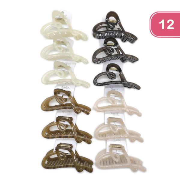 HEART HAIR CLAW JAW CLIP (12 UNITS)