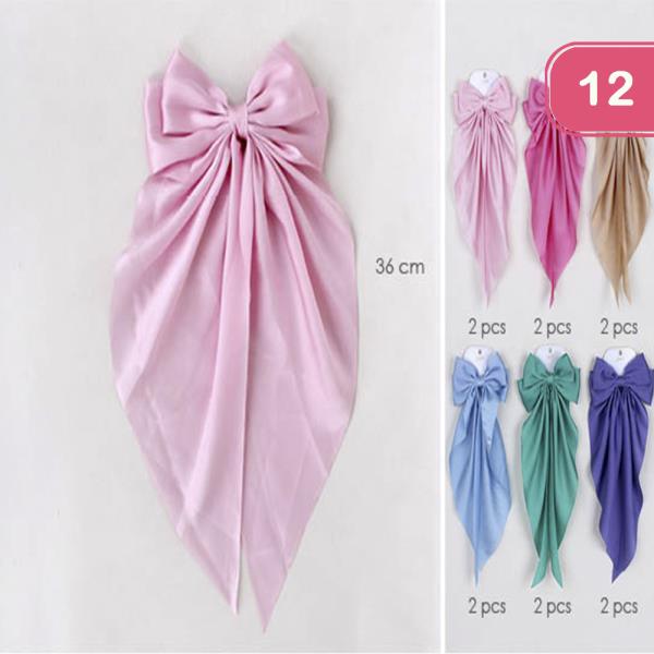 RIBBON HAIR BOW PIN  (12 UNITS)