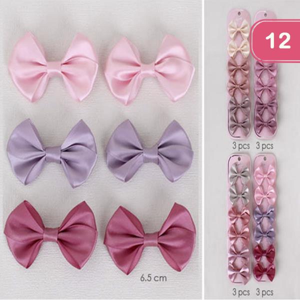 RIBBON HAIR BOW PIN 4 PC SET (12 UNITS)