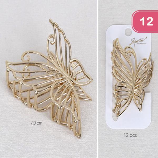 BUTTERFLY METAL HAIR CLAW JAW CLIP (12 UNITS)