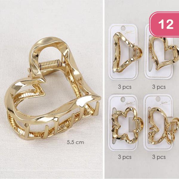 METAL HAIR CLAW JAW CLIP (12 UNITS)