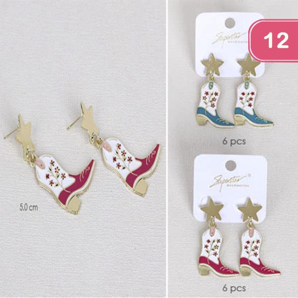 WESTERN STYLE BOOTS DANGLE EARRING (12 UNITS)