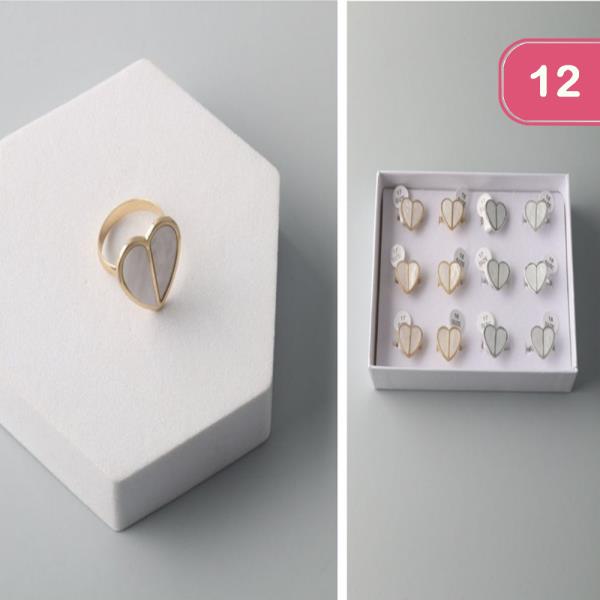 ACETATE CUT HEART RING GOLD SILVER (12 UNITS)