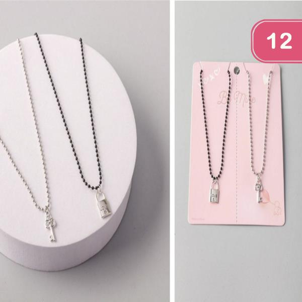 KEY LOCK BFF BEAD NECKLACE SET (12 UNITS)