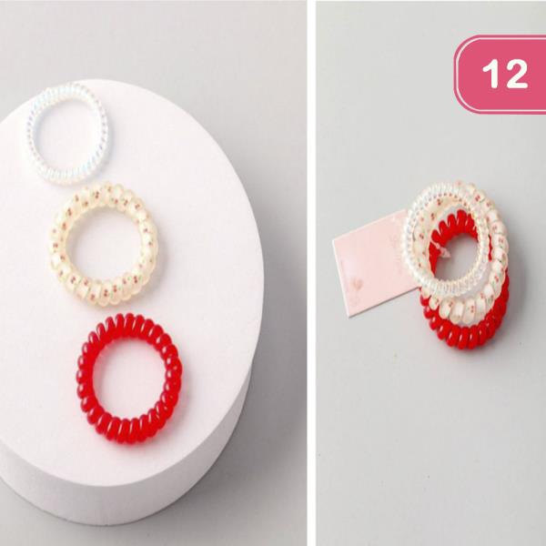 CHERRY CORD HAIR TIE 3PCS SET (12 UNITS)