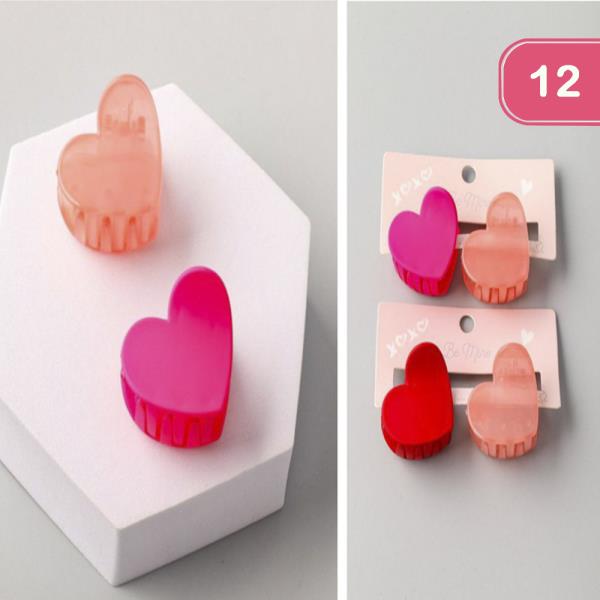 MIX HEART MINI CLAW CLIP 2PCS SET (12 UNITS)