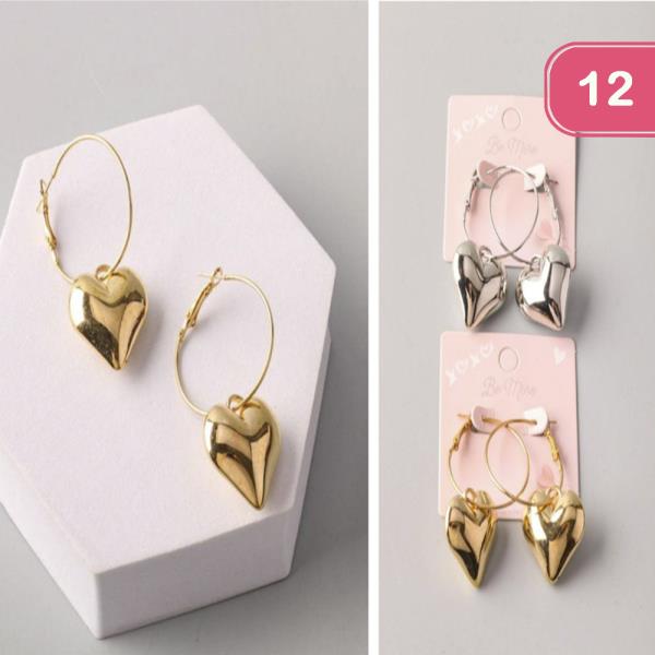 CHUNKY HEART HOOP EARRING (12 UNITS)