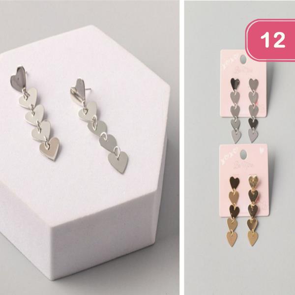 HEART LINKED DROP EARRING (12 UNITS)