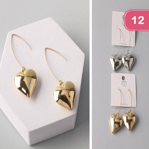 METAL HEART THREADER EARRING (12 UNITS)