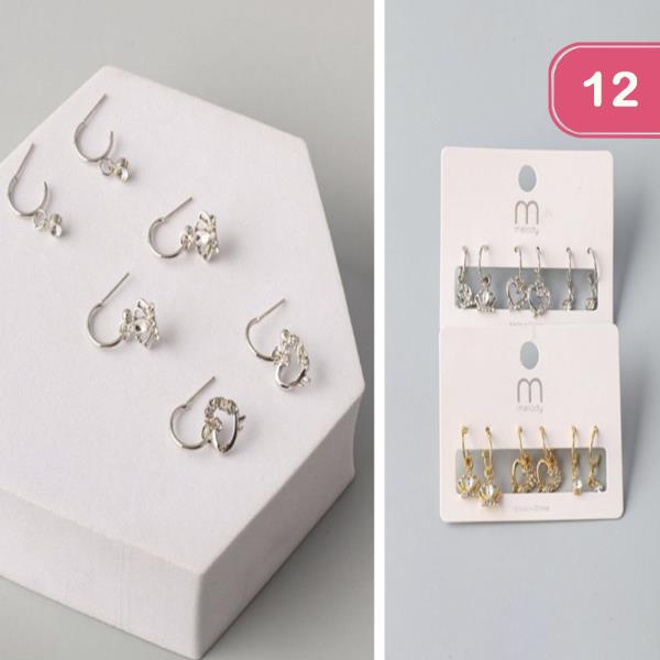 RHINESTONE CROWN HUGGIES EARRING SET (12 UNITS)