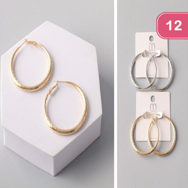 SWIRL TEXTURE HOOP EARRING (12 UNITS)