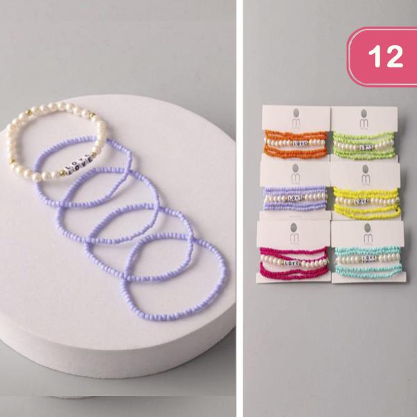 LOVE SEED BEAD PEARL BRACELET BUNDLE  5PCS SET (12 UNITS)