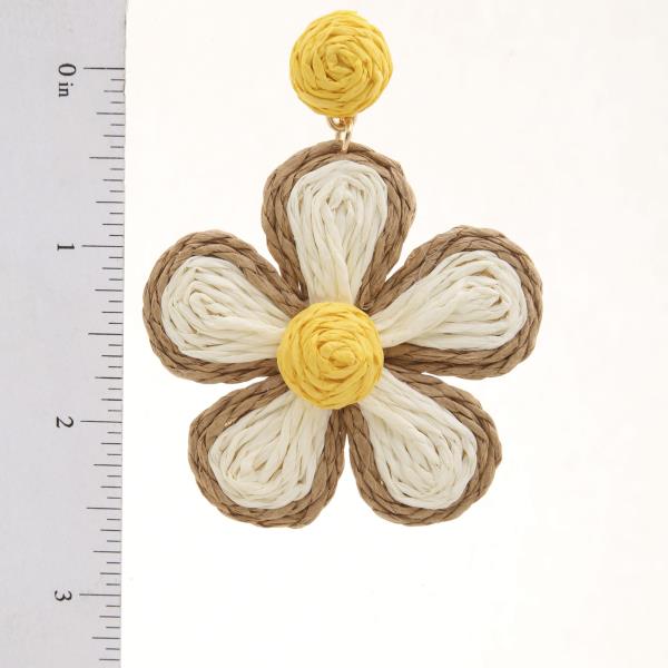 TWO TONE TWINE FLOWER DANGLE EARRING