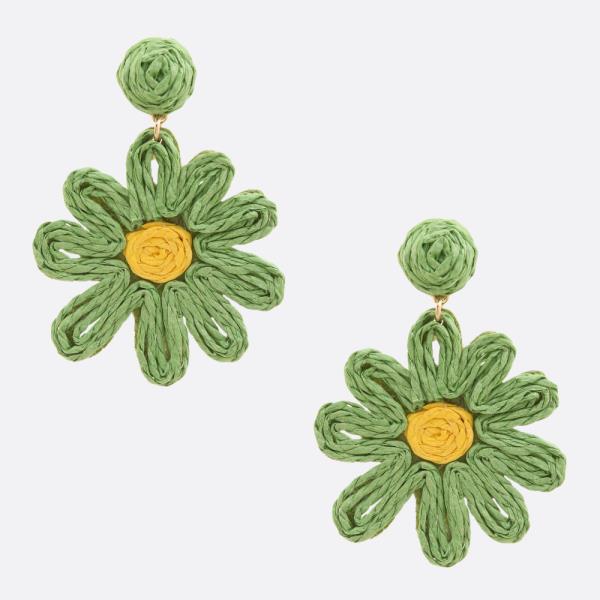 RAFFIA FLOWER DANGLE EARRING