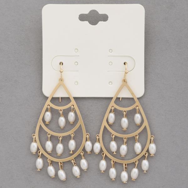 TEARDROP PEARL BEAD DANGLE EARRING