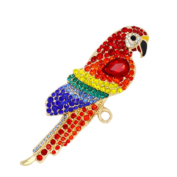 MACAW BIRD RHINESTONE BROOCH