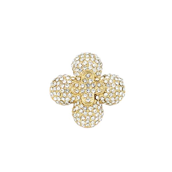 CLOVER RHINESTONE METAL BROOCH